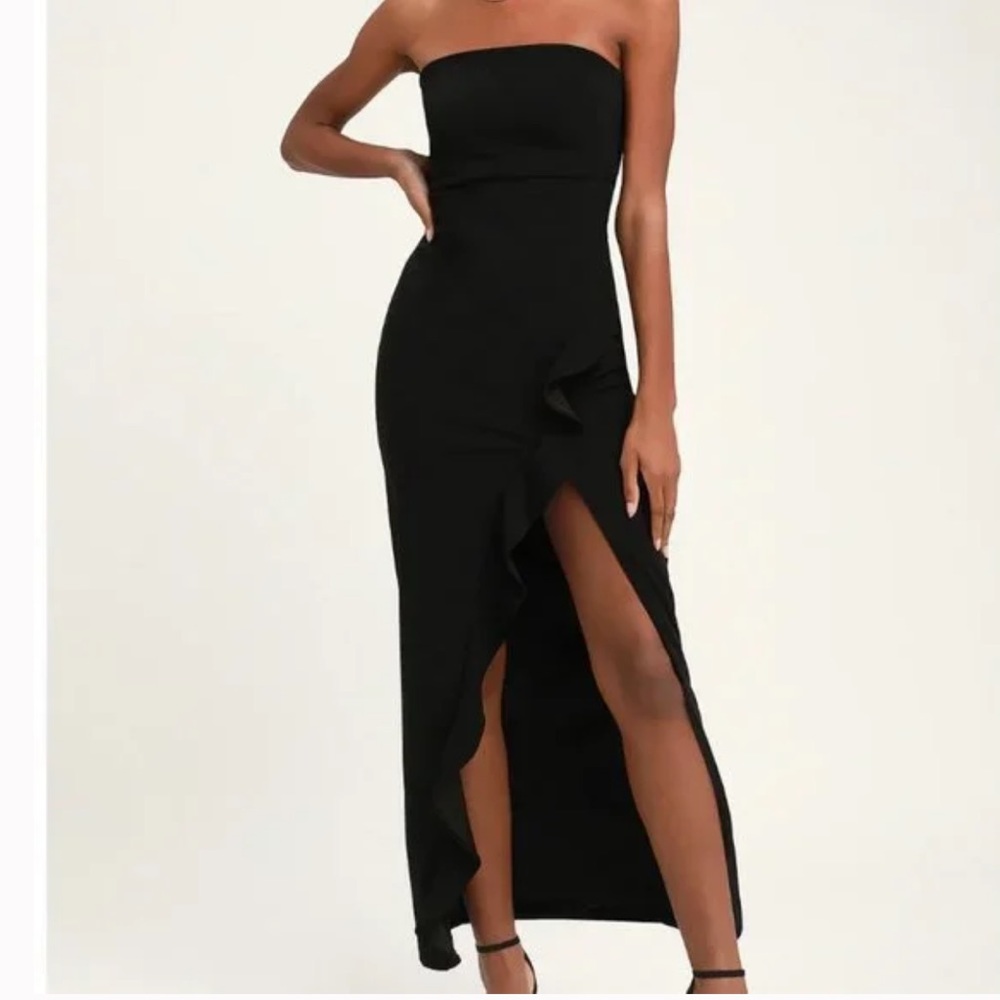 NWT Lulu’s After hours strapless ruffled maxi dress size L